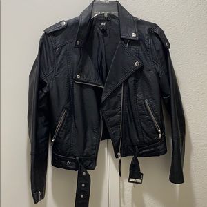 Black faux leather jacket size 8